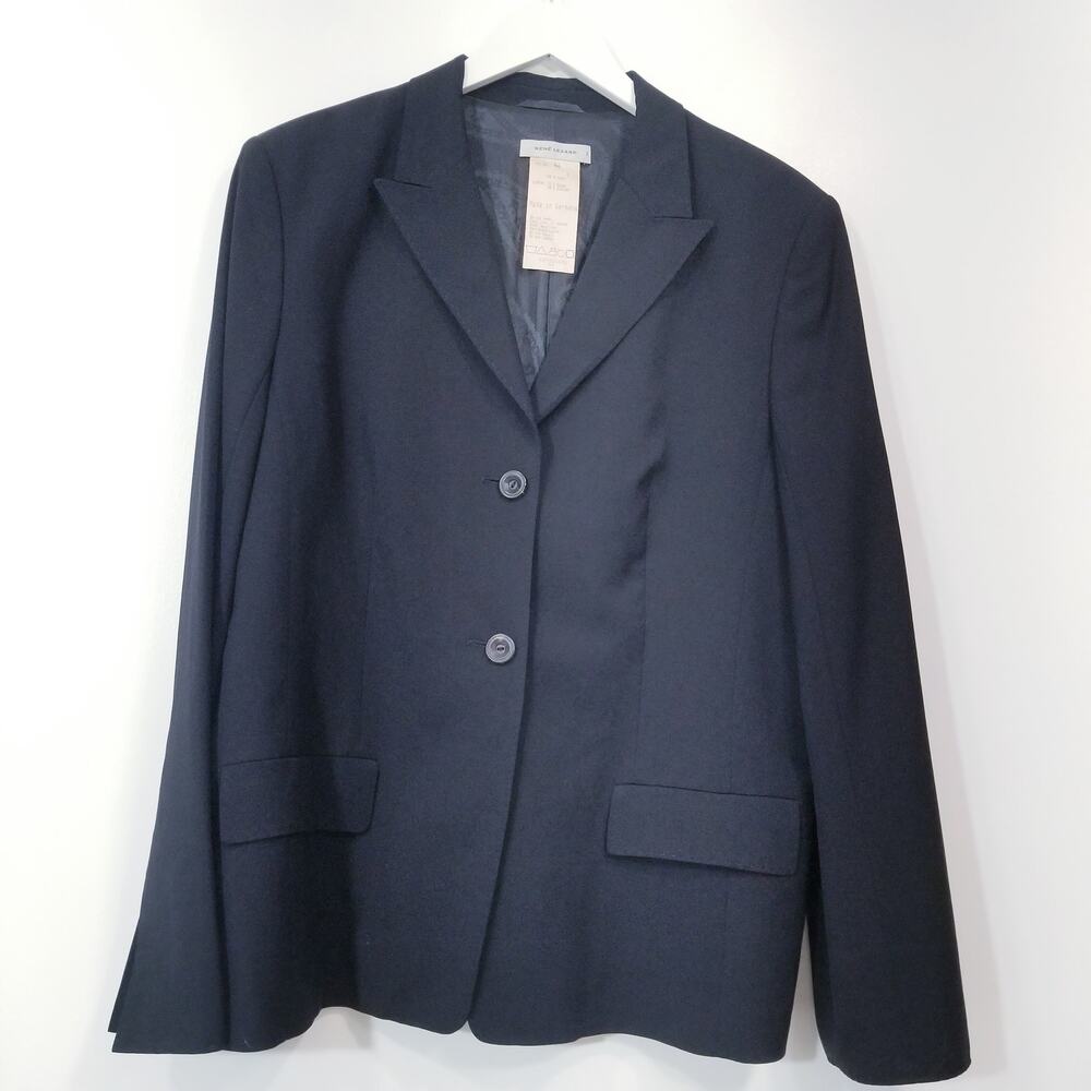 Rene Lezard Wool Black Blazer Slit Sleeve